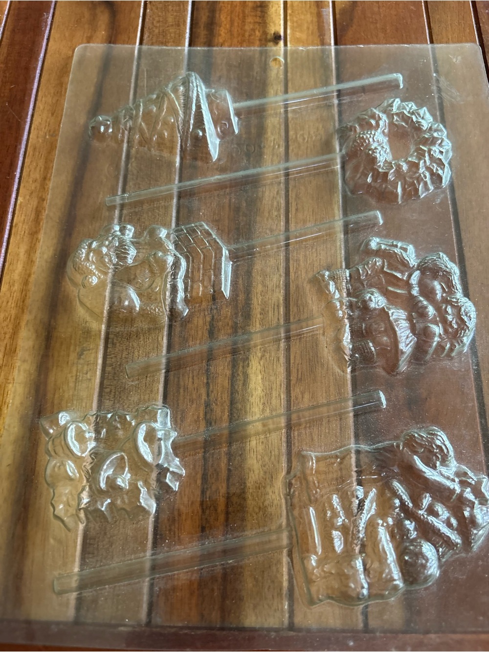 Vintage Christmas Candy Mold 90-4205 Assorted Holiday Lollipops Santa Tree